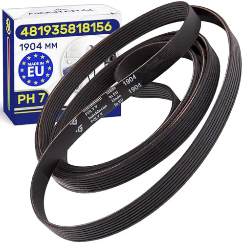 Courroie Seche Linge Poly-V 1904 PH 7 avec le Code Original 481935818156 pour Whirlpool pour Bauknecht - MADE IN EU - Garantie de 10 Ans - MONTERAL