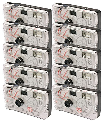 Cámara Photo PORST de Boda, cámara desechable o cámara para Fiestas (27 Fotos Cada una, con Flash, Paquete de 10)