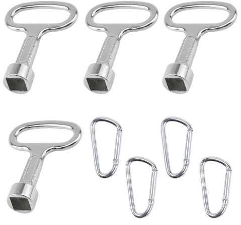 LQIOACU 4er Set Silber Vierkantschlüssel, 8mm, für Heizungsentlüftung, Wasserhahn & mehr