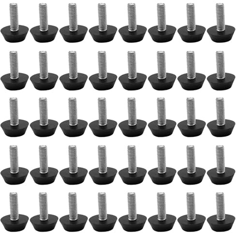 FUIPVGI 40 Stück Verstellbare Möbelfüße Stellfüße, Schraubfüße, M6x20mm Regulierschraube Einstellschraube M6, Verstellbare Füße, Nivellierfüße, Möbelfüße Verstellschraube (Schwarz)
