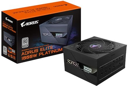 GIGABYTE Aorus Elite P1000W Power Supply - PCIe 5.0, 80 Plus Platinum, Fully Modular Design, 120 mm Fan, ATX 3.0 Compatible, EU Plug