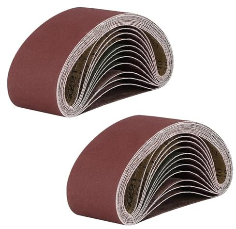 JAONLD 20 Pièces Bande Ponceuse 75x457 Papier Abrasif pour Ponceuse Bande Abrasive 4 de Chacun de 80, 120, 150, 240 et 400 Convient pour le Meulage, L'affûtage et L'élimination de la Rouille