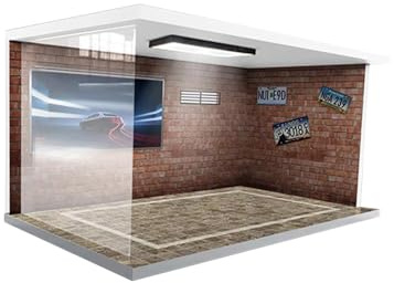 Generic Vitrine pour Modèles Réduits 1/18 avec éclairage, Espace de Stationnement En Acrylique, Briques rouges
