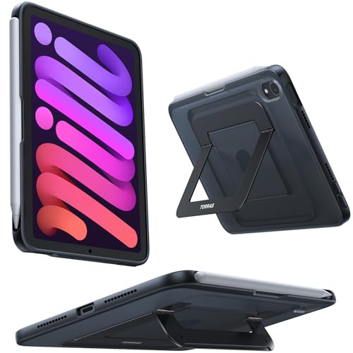 TORRAS Ostand K1 Guardian - Funda para iPad mini 7 / A17 Pro / 6 con | Ángulos de visión ajustables, escritura y escritura estables, soporte para lápiz Apple con carga, protección delgada