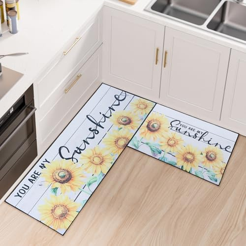 7VSTOHS 2 pièces Tapis Cuisine, Tapis de Cuisine Lavable, Absorbe l'eau et l'huile Tapis de Cuisine, pour Couloir, Salle à Manger, Entrée et Tapis de Porte, 40x60 + 40x120 cm