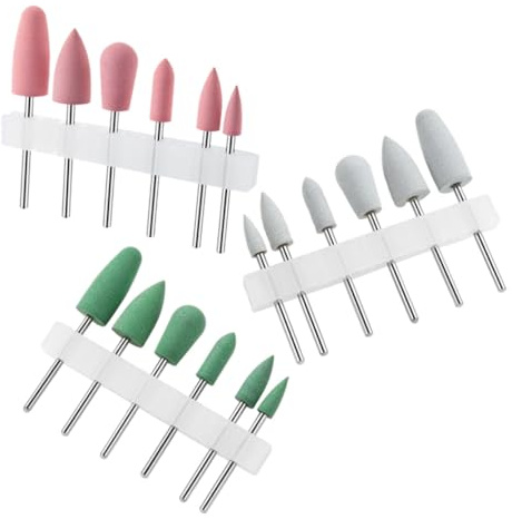 Silikon Nagelfräser Aufsätze für Maniküre und Schleifen | Edelstahlkern, 18 Stück, für Schönheitssalon und Nagelstudio, Leicht zu Nutzen, Passend für Geräte