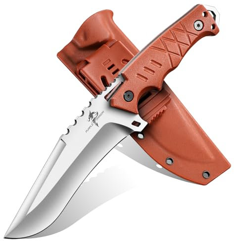 Purple Dragon Coltello da Sopravvivenza Coltello outdoor a lama fissa Tanto in acciaio D2 (costruzione monoblocco) con impugnatura in G10 e fodero in Kydex. Ideale per campeggio e attività all'apert