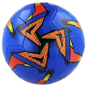 HENBRANDT Stitched Football in 6 Designs – Blue, Red, Yellow or White Contrast Decoration - Size 5 Standard Durable All-Weather Sports Ball for Training, Kickabouts and Playground Games