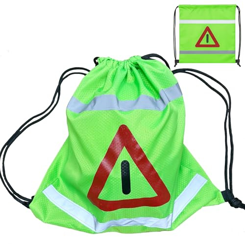Giggleye Helmtasche mit Kordelzug – Fluoreszierend, auffälliges Warndreieck, für Motorrad, Fahrrad & Skihelme, leicht, vielseitig, Outdoor, Fitness(2 Stück, 50x50 cm)