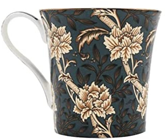 GOOPEEG Mokkatassen, Vintage-Druckbecher Kaffeetasse Mit Griff, Große 400-ml-Keramik-Kaffeetasse, Kreative Teetasse Espresso Cup(F)
