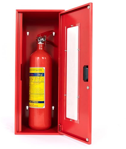 Contenitore per Estintori di medie dimensioni 48 cm fino a 4 kg - Armadio Estintore Montato a Parete - Scatola estintore per interni ed esterni - Armadio di salvataggio antincendio senza serratura