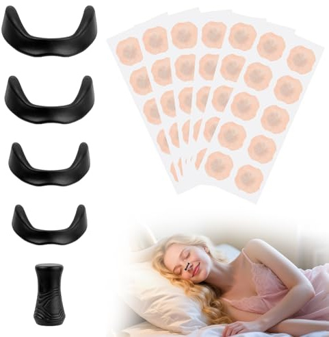 60 Pcs Magnetic Nasal Strips for Breathing, Magnetic Nose Strips for Snorings, Anti Snoring Devices, Anti-Snoring Sleep Nasal Breathing Dilators Kit for Men and Women, with 4 Nose Clips, 1 Picker