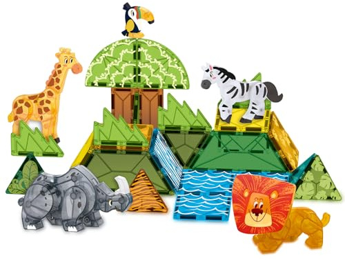 Juvanovo Magnetic Tiles, 30pcs Animals Magnet Tiles, Magnetic Building Blocks, Magnetica Shapes, Animals Magnetica Decoration, Fun Decoration for Home (Safari)