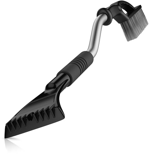 CSL-Computer Bearware - Eiskratzer mit Schneebürste für Auto Wohnmobil LKW – Länge 80 cm – ABS-Schaber – ergonomisch und langlebig – schonender Scheibenkratzer – Schneebesen - grau/schwarz