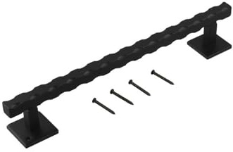 Maniglia per porta scorrevole da 30,5 cm, resistente, in ferro massiccio, rustica, nera, per armadietti, garage, capannoni, porte, per uso interno ed esterno