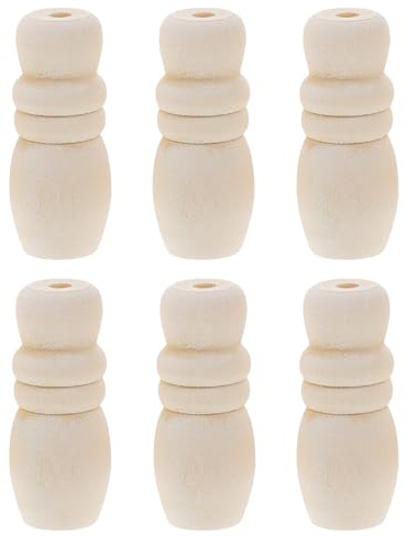 IMIKEYA Set di 6 pomelli in legno per maniglia di corda, nappe decorative per tende da finestra, accessori resistenti, per tende interne ed esterne