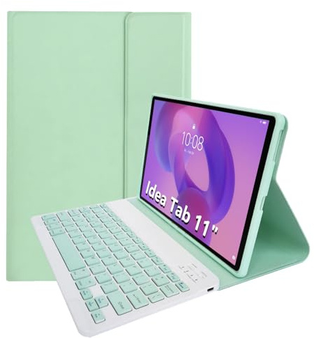 leleyo Custodia tastiera per tablet Lenovo Tab Idea Tab/K11/M11 11 cover magnetica intelligente con tastiera bluetooth wireless rimovibile per Lenovo TB336FU/TB330FU (Verde chiaro)