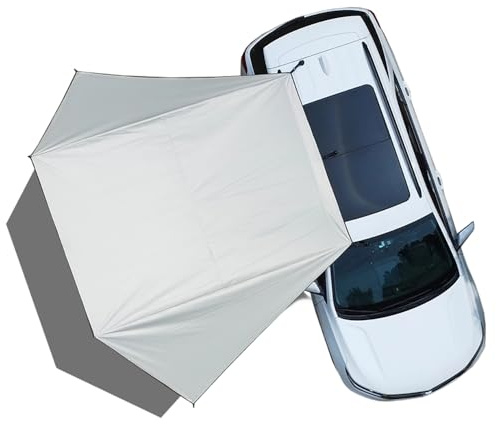 Car Side Awning Tent for Mazda CX-3 2016-2025 SUV 5-Seater, Oxford Fabric Camping Vehicle Side Sun Shelter Portable Tailgate Shelter,Off White-2m Aluminum Rod Set