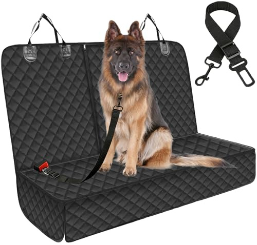 Waterproof Dog Car Seat Cover, Heavy Duty Non-Slip Scratch Proof Rear Seat Cover for Dogs with Side Wings, 136×120CM Universal Fit for Cars SUVs Trucks, Easy Clean Pet Car Hammock with Armrest Opening