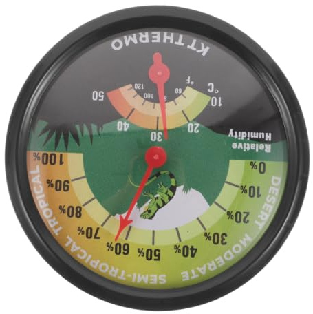 Operitacx Thermomètre Hygromètre Terrarium pour Reptiles et Lézards, Mini Design Gain de Place Double Échelle, Matériau Abs PC Aluminium, pour Cage à Serpents