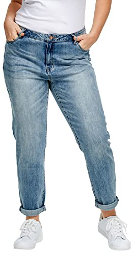 ellos Comfortable Women's Plus Size Boyfriend Jeans Stretch Denim Mid-Rise - 18, Light Stonewash