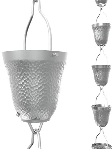 Rain Chains Direct - Contempo Regenkette – 2,5 m – langlebiges gefrästes Aluminium (grau) – Premium-Regenketten für Dachrinnen