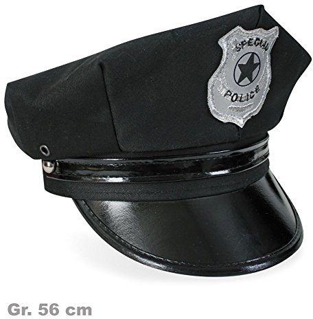 Markenlos Polizei-Mütze, schwarz, Gr. 56 cm