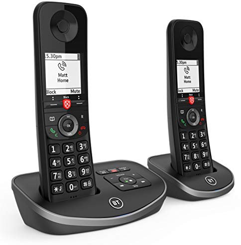 BT Advanced Cordless Landline House Phone with 100 Percent Nuisance Call Blocker, Digital Answering Machine, Twin Handset Pack