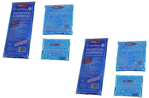 all-around24 Kalt-Warm-kompresse in 3 verschiedenen Größen Mehrfach Kompresse Wiederverwendbar Coolpack, Mikrowellen geeignet Set 6 Stück (2x Klein, 2x Mittel, 2x Groß)