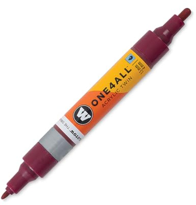 MOLOTOW ONE4ALL Acrylic Twin Pump Marker, 1.5mm and 4mm Nibs, Burgundy, 1 Each (227.404)