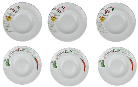 Retsch Arzberg Lot de 6 assiettes à pâtes (avec décoration) avec cuillère à pâtes, Ø 30 cm