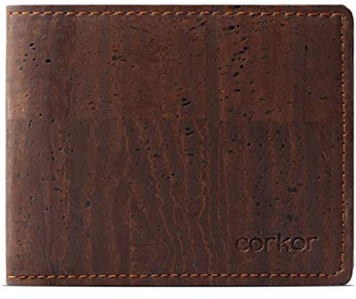Corkor Vegan Cork Wallet Bifold for Men | Cruelty Non Leather - Brown - S