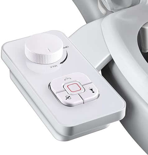 SAMODRA Bidet Attachment, Non-Electric Cold Water Bidet Toilet Seat Attachment with Pressure Controls, Retractable Self-Cleaning Dual Nozzles for Frontal & Rear Wash - White