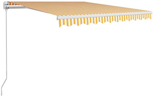 vidaXL Markise Einziehbar Handbetrieben Gelenkarmmarkise Balkonmarkise Sonnenschutz Sichtschutz Terrasse Balkon 300x250cm Gelb Weiß