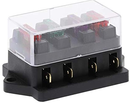 DLRSET Sicherungshalter, 06.06.10.2011 Wege Auto Sicherungskasten, Auto Sicherungshalterwagen Auto Blade-Sicherungsbox mit 4/6/8/10/12 Sicherungen für 12V 32V ATO-Standardkreislauf (Color : 4 Ways)