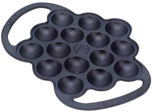 Victoria Cast Iron Poffertjes Dutch Pancake Pan with Loop Handles, Preseasoned with Flaxseed Oil, Made in Colombia