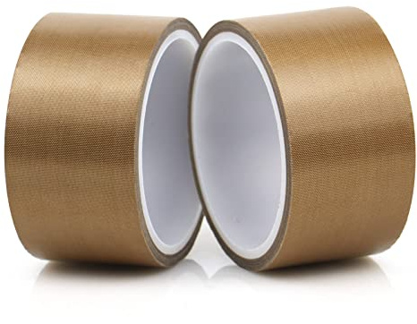 BOMEI PACK Hochtemperatur-Teflon-Klebeband, PTFE-Klebeband/PTFE Glasgewebeband, hochtemperaturbeständiges Band 260 °C für Vakuumiergerät,2 Rollen 50mm×10m
