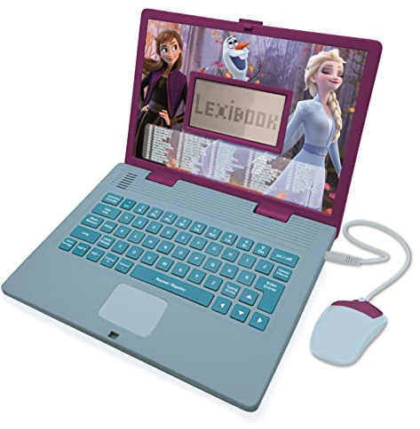LEXIBOOK, Frozen, Educational and Bilingual Laptop Polish/English, Girls Toy with 124 Activities to Learn, Play Games and Music with Elsa & Anna, Blue/Purple, JC598FZi17