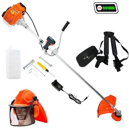 SAKAWA Desbrozadora Barra Fija 28mm Arranque a Batería + Casco Forestal
