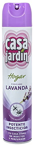 CASA JARDÍN | Insecticida Aerosol | Con Aroma de Lavanda | Fórmula Eficaz para Espacios Exteriores e Interiores | Eficaz contra Insectos Voladores y Rastreros | Larga Duración | 600 ml