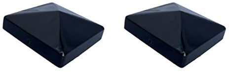 Haven Heritage Fence Toppers for Privacy - Pyramid Square Black Metal Fence Post Caps, Fence Post Caps, Metal Square Black Top Post Caps, Wooden Fence Post Caps - 4 100mm (2)