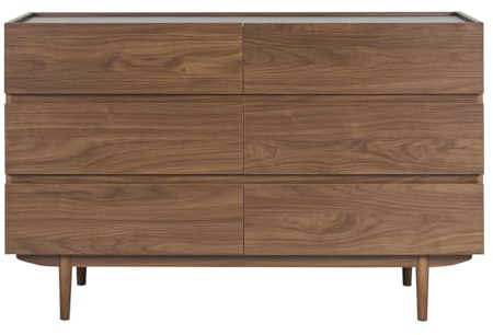 Miliboo Commode Finition Bois foncé Noyer 6 tiroirs L120 cm SANAA