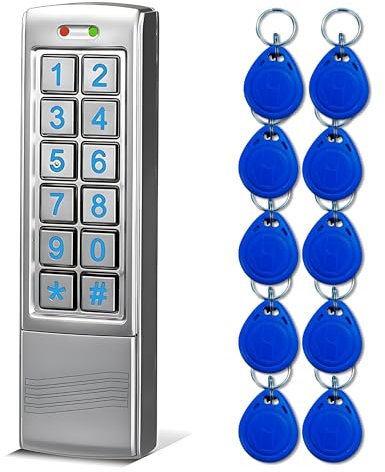SecureMyDoor Proximity Digital Keypad for Door Entry System | Both RFID Fobs and PIN code Entry | IP65 Weather Resistant for Outdoor and Indoor Use | Standalone Touchpad Backlight LED Keypad