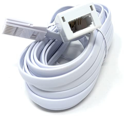 DRUT 5m BT Telephone Extension Cable Lead Wire, 6-pin Core (631a) BT Male | to BT Female, Jack to Socket, Flat Cable for Home Office Phone