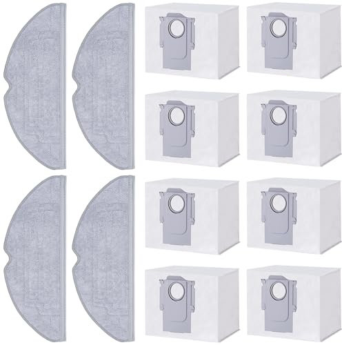 Zubehörset für Roborock S8 Pro Ultra, 8 Staubbeutel 4 Mopp Wischtücher Lappen, Ersatzteile Saugroboter Ersatzteile Saugroboter Zubehör