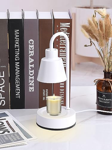 Lámpara Calentadora de Cera Eléctrica, Calentador de Velas con Fragancia, Lámpara Calentadora de Velas, Derretimiento de Velas Regulable con Control de Dial Y 2 Bombillas, Farol(110v blanco)