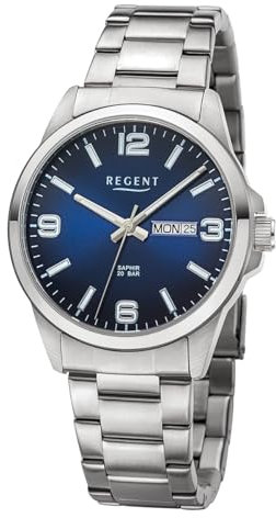 REGENT Herrenuhr mit Wochentag und Datumsanzeige 20 ATM Saphirglas F-1528