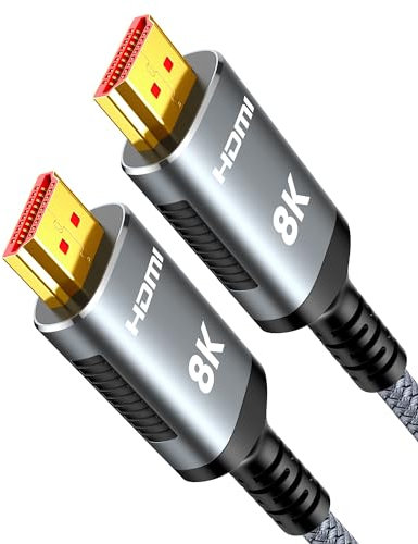 Highwings HDMI Kabel 8K 1M, HDMI 2.1 Kabel 48Gbps Ultra Highspeed 8K@60Hz 4K@120Hz 7680P HDR10 eARC DTS:X 3D HDCP 2.2&2.3, Kompatibel mit PS5/4/3 X-Box HDTV Blu-ray Player