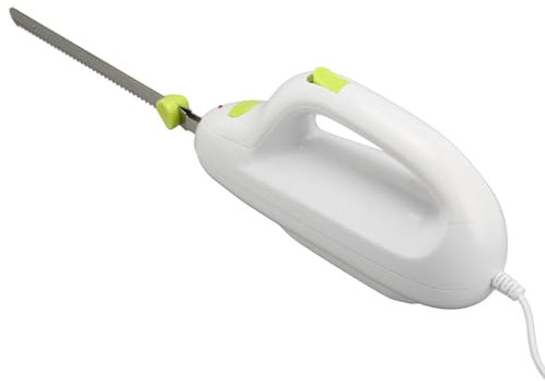 Pssopp Cuchillo de Trinchar Eléctrico, Enchufe de la UE Cuchillo de Pan Eléctrico con Cuchillas Dentadas Alternativas de Acero Inoxidable Cortador de Pan para Tallar Carnes, Pan y Hacer