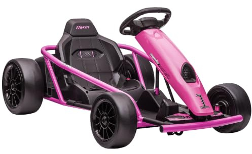 HOMCOM 24V Electric Go Kart for Kids with Drift Mode for 8-12 Years Pink | Ride-On Racing Go Kart, Slow Start, Music, Horn Honking, Seat Belt, Max Speed 13km/h